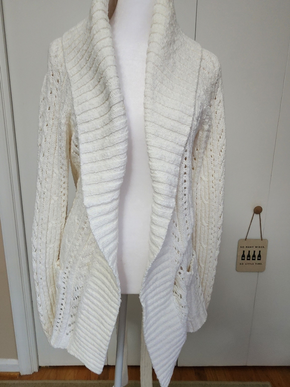 Banana Republic Cream Open-Front Shawl Collar Cardigan
